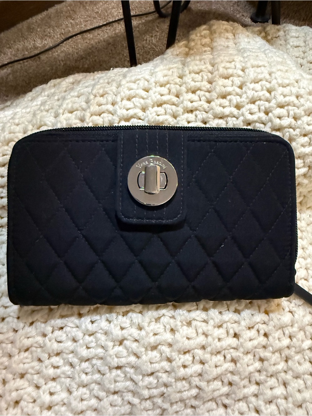 Quilted black wallet